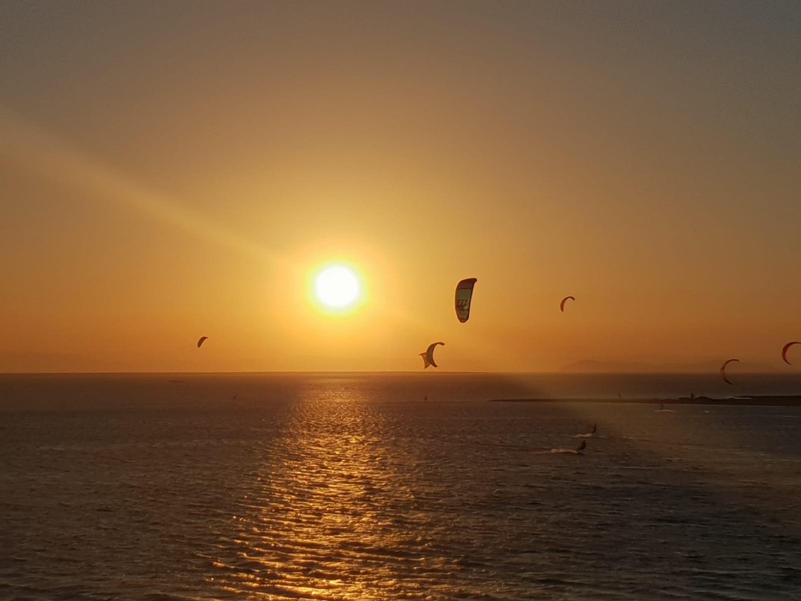 Kitesurfing in the sunset